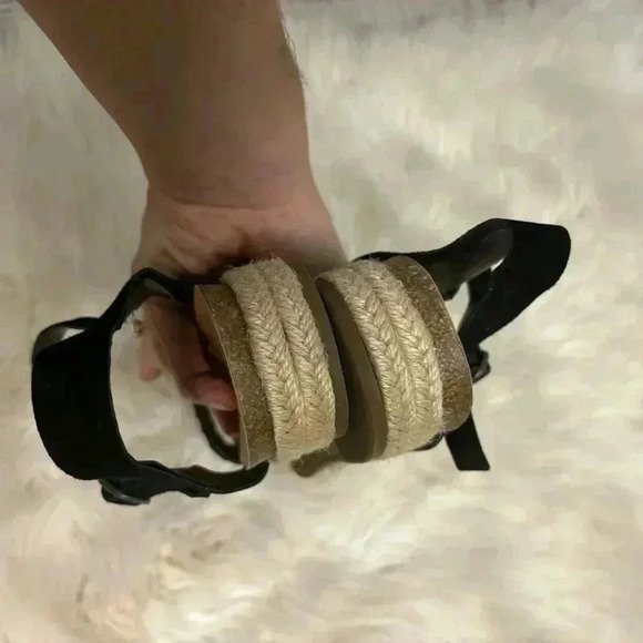 Lucky Brand Grecilyn black and tan Suede Espadrille Sandals sz 11m - Picture 5 of 7